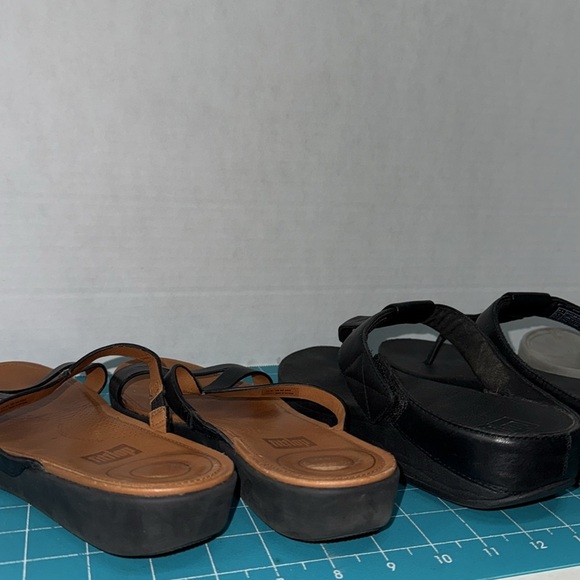 FitFlop Set of 3 Stylish Sandals 2  Black & 1 Grey Sparkle 2 Thong 1Slide Size 8 - Picture 12 of 12